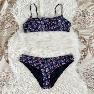 J.Crew Women’s Bikini Set Twilight Berry Print Pattern Navy Color NWT Size XL